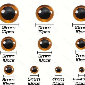 Stakleni oči za lutke i plišane mede, set od 120 komada, pečene na visokoj temperaturi