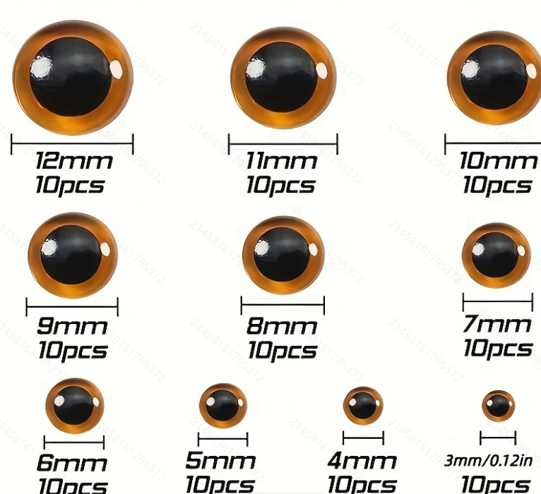 Stakleni oči za lutke i plišane mede, set od 120 komada, pečene na visokoj temperaturi