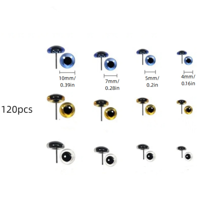 Stakleni oči za lutke i plišane mede, set od 120 komada, pečene na visokoj temperaturi