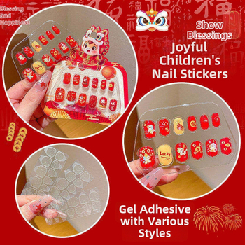 Detské nálepky na nechty - vzor princezny, vianočný štýl, výrobné číslo ym4748