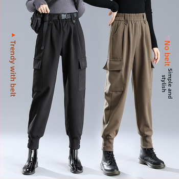 Női hosszú gyapjú munkanadrág – magas derekú, városi stílus, közepes vastagság, 90–95% poliészter