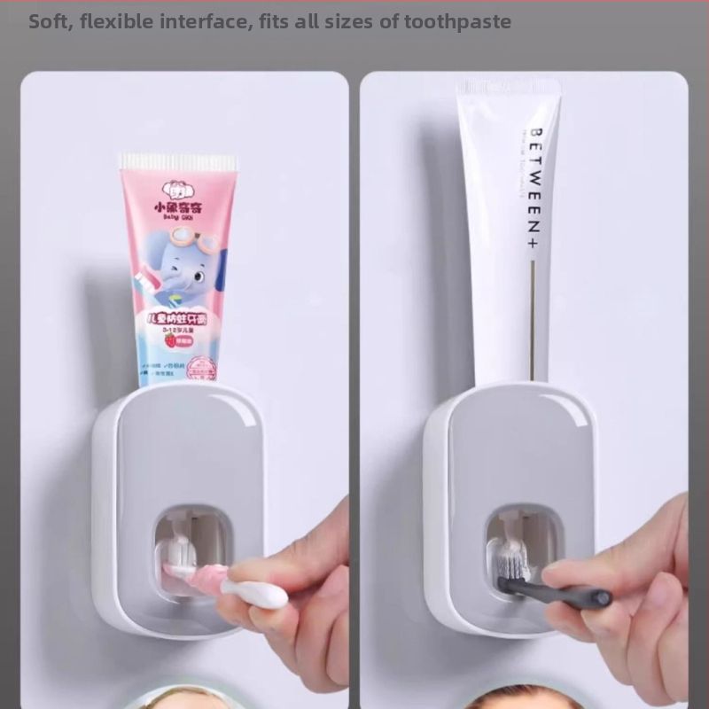 Nástenný set dávkovača zubnej pasty pre domáce použitie, bez vŕtania, držiak na detské zubné kefy