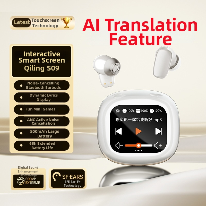 S09 MP3 Bluetooth slúchadlá s slotom na kartu, in-ear, digitálny displej, dosah 15 m, BT 5.4, 4-8 h výdrž batérie, IPX4 odolnosť voči vode