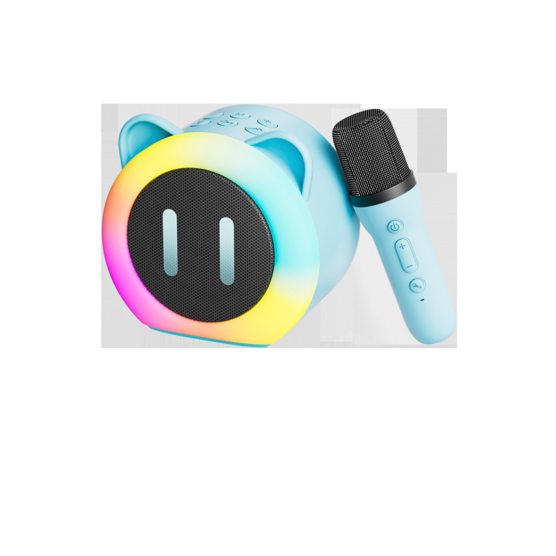 Microfon karaoke Bluetooth pentru copii – difuzor portabil (ieșire 5W, Bluetooth 5.3, baterie încorporată 1000–1200 mAh, răspuns în frecvență 100 Hz–20 kHz, rază 10 m)