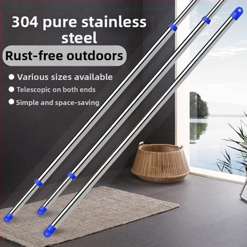 Rozsdamentes acél vastagított teleszkópos ruhaszárító rúd erkélyre, felső szerelés, fúrás nélkül