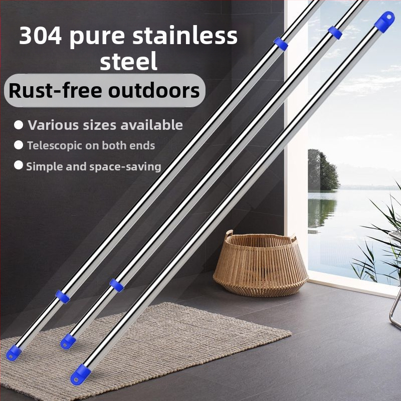 Rozsdamentes acél vastagított teleszkópos ruhaszárító rúd erkélyre, felső szerelés, fúrás nélkül