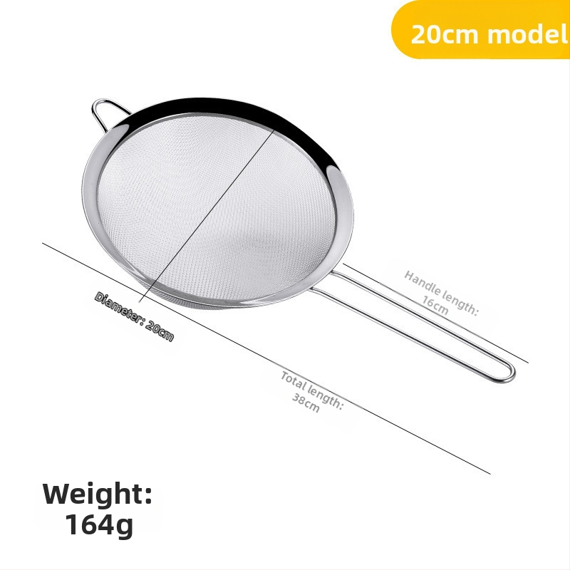 Rozsdamentes acél szűrőkanál finom hálóval – konyhai szűrő lisztnek, gyümölcsléhez és szója tejéhez, csúszásmentes, égésbiztos, egy kampóval