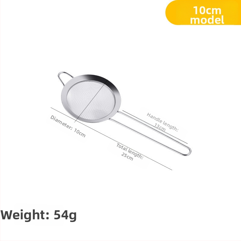 Rozsdamentes acél szűrőkanál finom hálóval – konyhai szűrő lisztnek, gyümölcsléhez és szója tejéhez, csúszásmentes, égésbiztos, egy kampóval