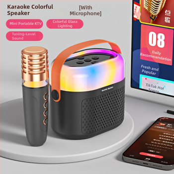 Bluetooth karaokový reproduktor s RGB osvetlením a vstavaným mikrofónom - 5W, BT 5.3, vstavaná batéria 1200–2000mAh