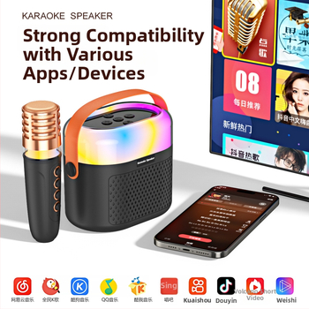 Bluetooth karaokový reproduktor s RGB osvetlením a vstavaným mikrofónom - 5W, BT 5.3, vstavaná batéria 1200–2000mAh