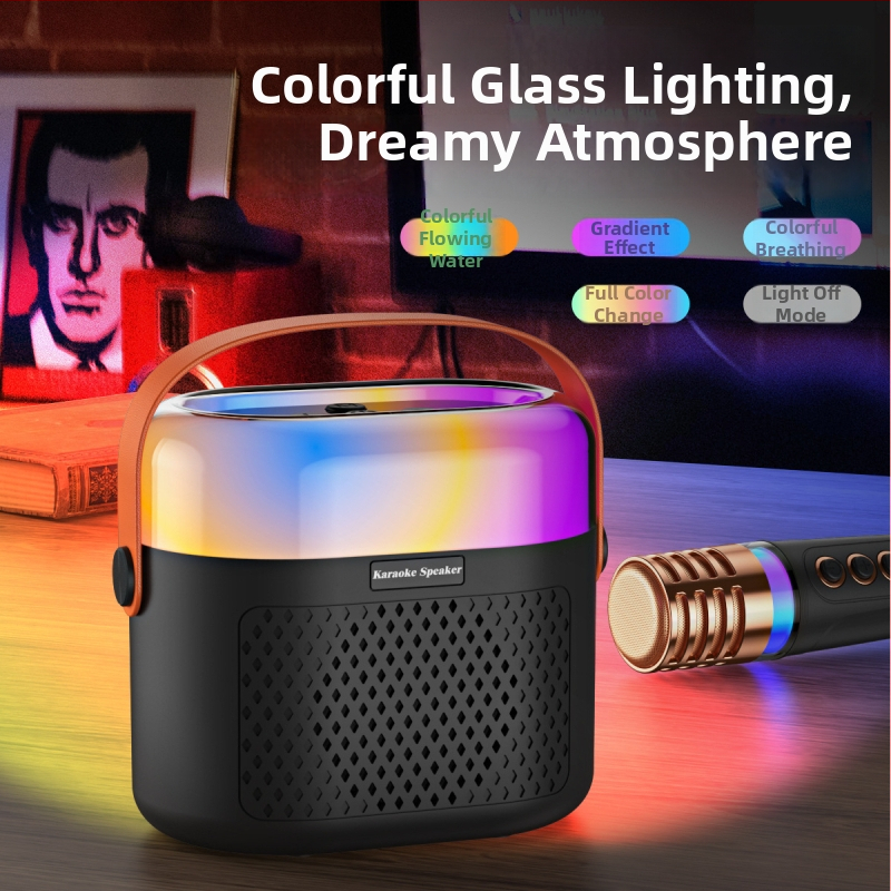 Bluetooth karaokový reproduktor s RGB osvetlením a vstavaným mikrofónom - 5W, BT 5.3, vstavaná batéria 1200–2000mAh