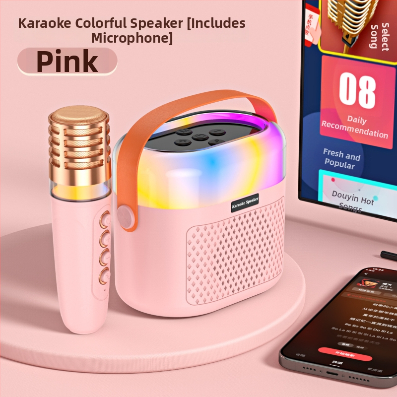 Bluetooth karaokový reproduktor s RGB osvetlením a vstavaným mikrofónom - 5W, BT 5.3, vstavaná batéria 1200–2000mAh