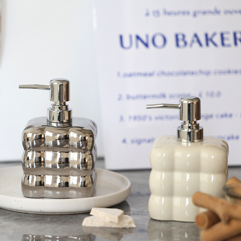 Keramička posuda s pumpom, dvodijelni set, prilagodljiv za šampon, gel za tuširanje, losion ili sredstvo za dezinfekciju ruku