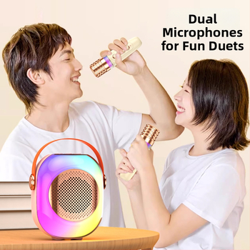 Bluetooth reproduktor s RGB osvetlením a karaoke mikrofónovým setom - 5W, Bluetooth 5.3, 60Hz-15kHz, dosah 10m, vstavaná batéria 1000-1200mAh
