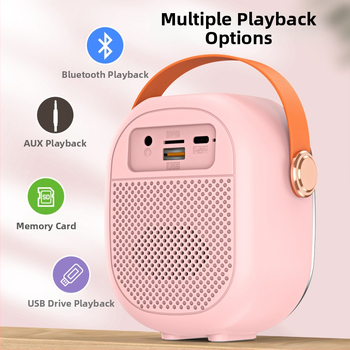 Bluetooth reproduktor s RGB osvetlením a karaoke mikrofónovým setom - 5W, Bluetooth 5.3, 60Hz-15kHz, dosah 10m, vstavaná batéria 1000-1200mAh