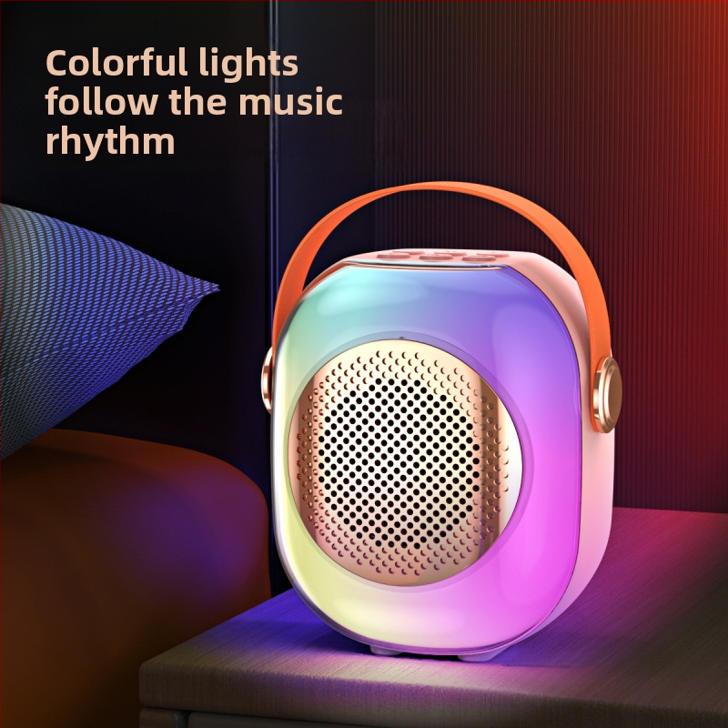 Bluetooth reproduktor s RGB osvetlením a karaoke mikrofónovým setom - 5W, Bluetooth 5.3, 60Hz-15kHz, dosah 10m, vstavaná batéria 1000-1200mAh