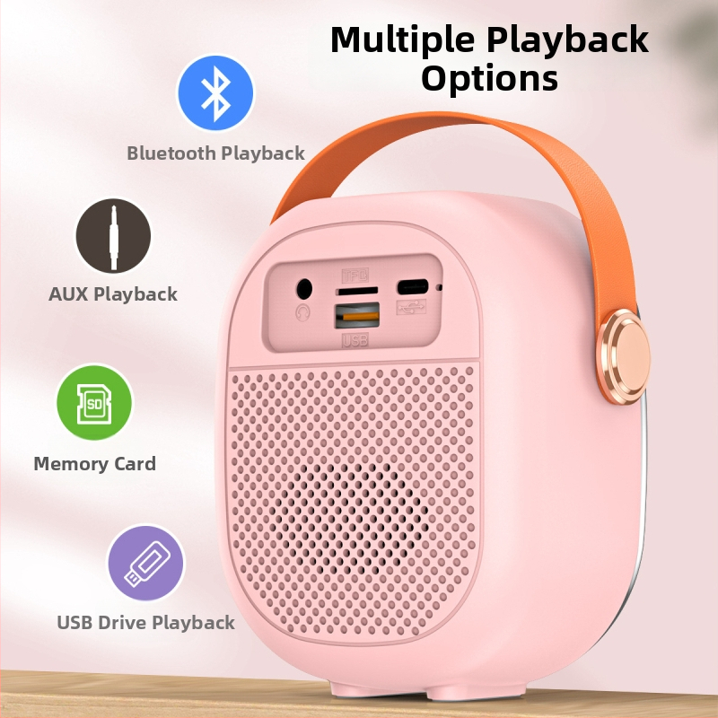 Bluetooth reproduktor s RGB osvetlením a karaoke mikrofónovým setom - 5W, Bluetooth 5.3, 60Hz-15kHz, dosah 10m, vstavaná batéria 1000-1200mAh