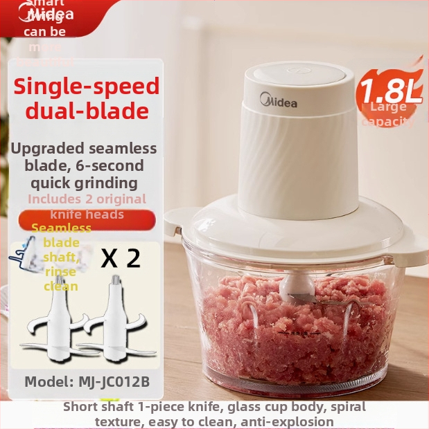 Mlyn na mäso / kuchynský mixér Midea — kapacita 1–3 L, funkcia detskej stravy, napätie ≤36V, rýchlosť motora <10 000 ot/min, sklenená nádoba