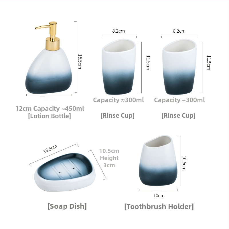 Qianhuiju keramická päťdielna súprava do kúpeľne od značky Qianhuiju