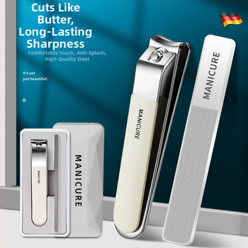 Φορητό μεγάλο σετ νυχιών με επίπεδη άκρη, γυάλινη λίμα νυχιών σε κουτί – πλαστικό + ανοξείδωτο ατσάλι