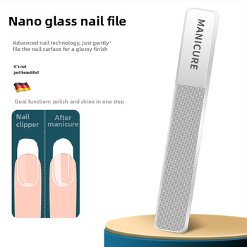 Φορητό μεγάλο σετ νυχιών με επίπεδη άκρη, γυάλινη λίμα νυχιών σε κουτί – πλαστικό + ανοξείδωτο ατσάλι