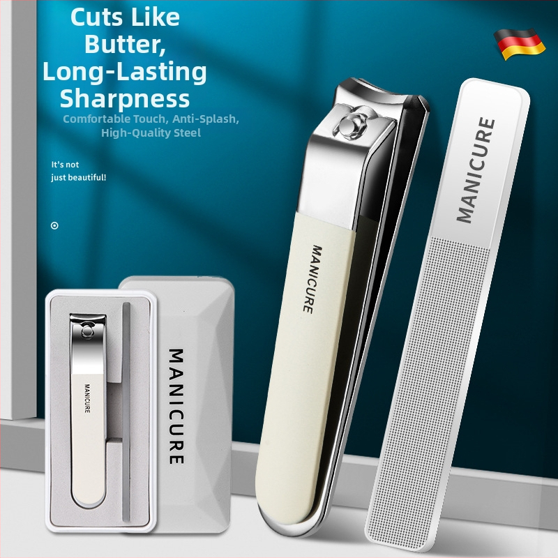 Φορητό μεγάλο σετ νυχιών με επίπεδη άκρη, γυάλινη λίμα νυχιών σε κουτί – πλαστικό + ανοξείδωτο ατσάλι