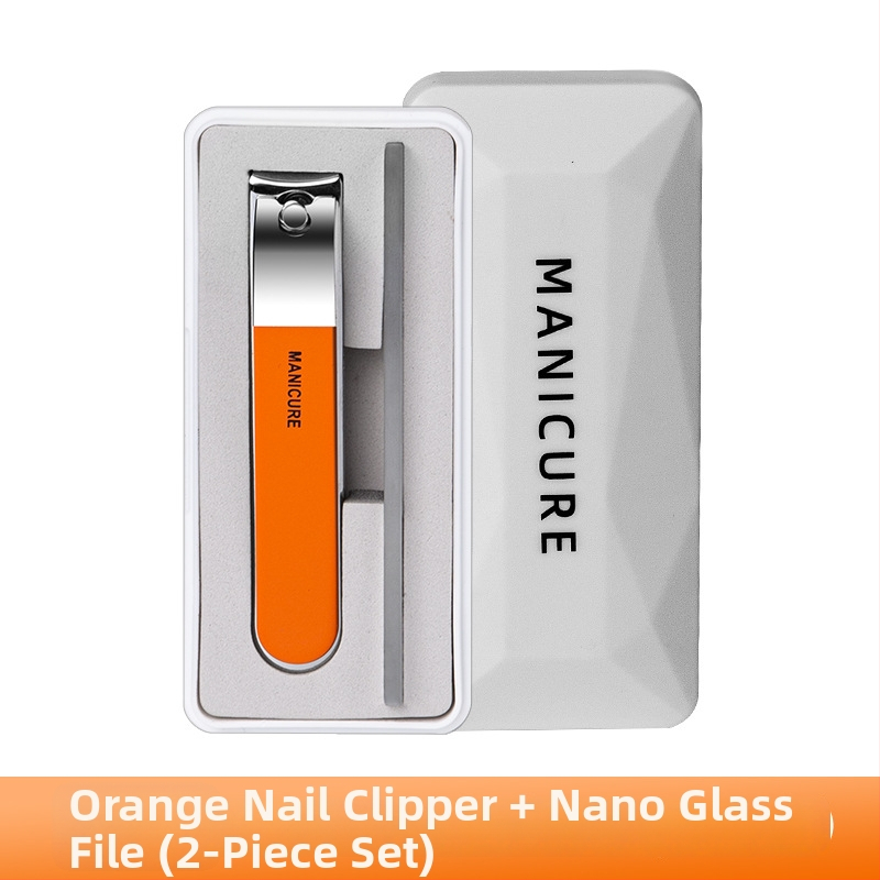 Φορητό μεγάλο σετ νυχιών με επίπεδη άκρη, γυάλινη λίμα νυχιών σε κουτί – πλαστικό + ανοξείδωτο ατσάλι