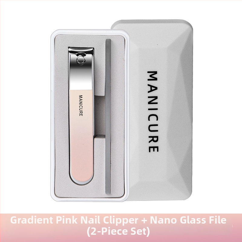 Φορητό μεγάλο σετ νυχιών με επίπεδη άκρη, γυάλινη λίμα νυχιών σε κουτί – πλαστικό + ανοξείδωτο ατσάλι