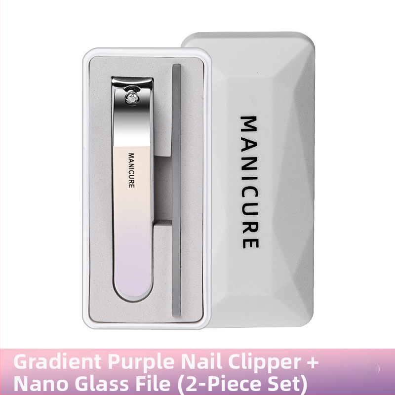 Φορητό μεγάλο σετ νυχιών με επίπεδη άκρη, γυάλινη λίμα νυχιών σε κουτί – πλαστικό + ανοξείδωτο ατσάλι