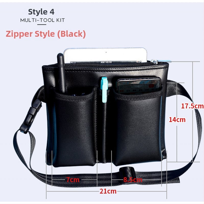 Sportska torbica za pojas — Višenamjenska kožna torba za pojas s prostorom za mobitel i radio; za muškarce; proljeće 2024; ledeni sportovi