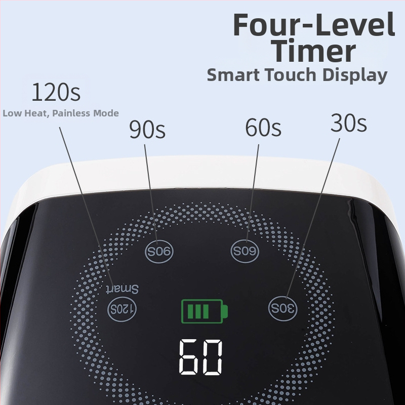 LED лампа за нокти, модел K65, голям капацитет, презареждаема, преносим дизайн, за салони