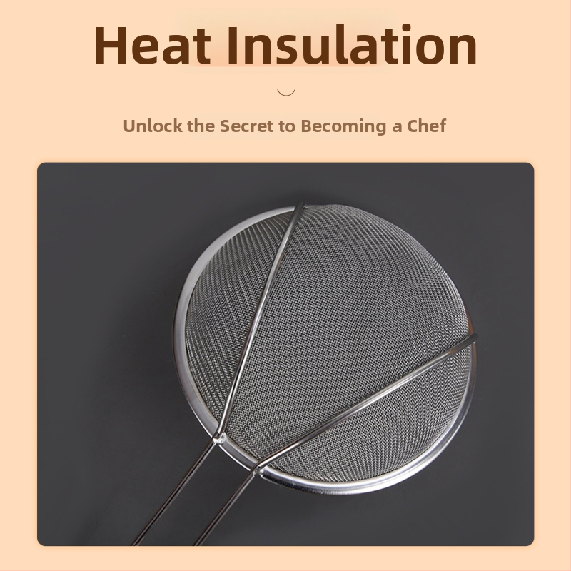 201 rozsdamentes acél szűrőkanál fa nyéllel, nagy háló, sütéshez és forró fazékhoz, logó nyomtatás elérhető