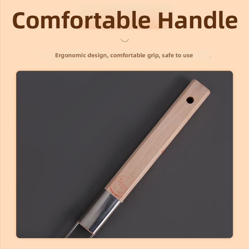 201 rozsdamentes acél szűrőkanál fa nyéllel, nagy háló, sütéshez és forró fazékhoz, logó nyomtatás elérhető