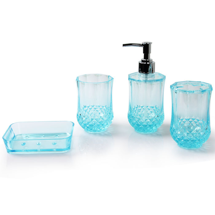 NBTISEN PS četverodjelni set za kupaonicu s držačem za plastičnu čašu za četkicu, boca losiona i kutija sapuna (Model TS-8005)