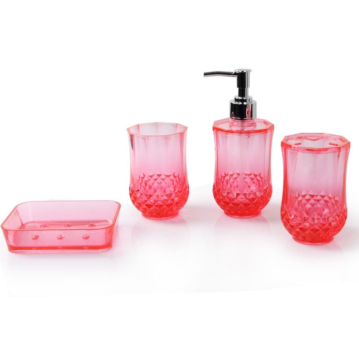 NBTISEN PS četverodjelni set za kupaonicu s držačem za plastičnu čašu za četkicu, boca losiona i kutija sapuna (Model TS-8005)