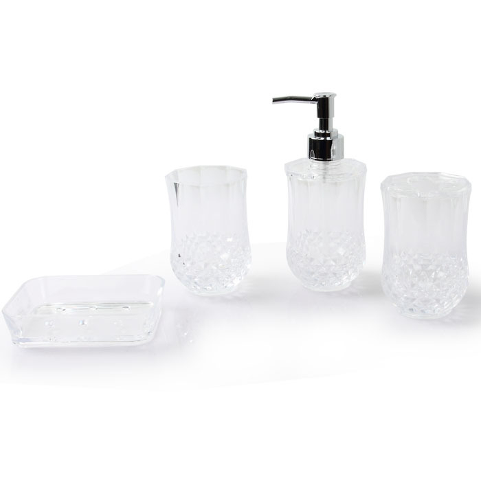 NBTISEN PS četverodjelni set za kupaonicu s držačem za plastičnu čašu za četkicu, boca losiona i kutija sapuna (Model TS-8005)
