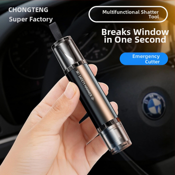 Σφυρί διάσωσης αυτοκινήτου με κοπτικό μαχαίρι και κόπτη ζώνης, κράμα αλουμινίου, 82 γρ., διπλής λειτουργίας εργαλείο διάσωσης