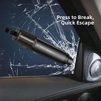 Σφυρί διάσωσης αυτοκινήτου με κοπτικό μαχαίρι και κόπτη ζώνης, κράμα αλουμινίου, 82 γρ., διπλής λειτουργίας εργαλείο διάσωσης