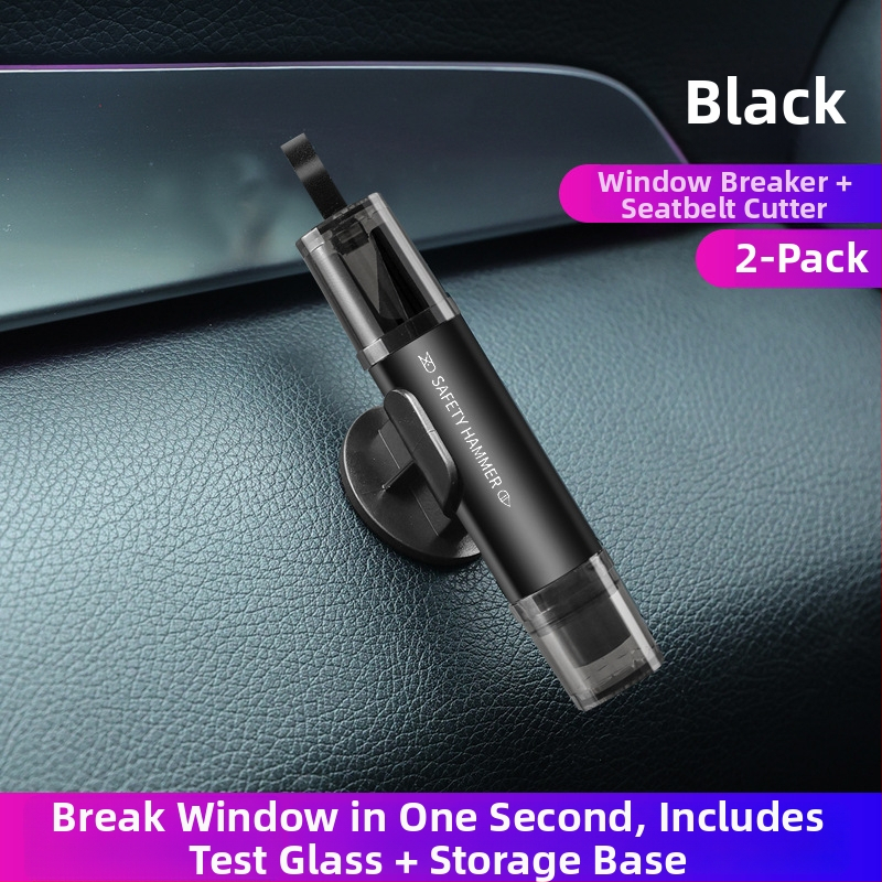 Σφυρί διάσωσης αυτοκινήτου με κοπτικό μαχαίρι και κόπτη ζώνης, κράμα αλουμινίου, 82 γρ., διπλής λειτουργίας εργαλείο διάσωσης