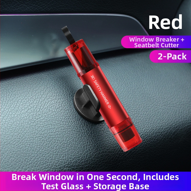 Σφυρί διάσωσης αυτοκινήτου με κοπτικό μαχαίρι και κόπτη ζώνης, κράμα αλουμινίου, 82 γρ., διπλής λειτουργίας εργαλείο διάσωσης