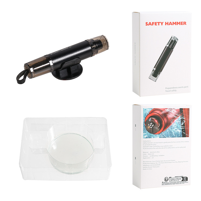 Σφυρί διάσωσης αυτοκινήτου με κοπτικό μαχαίρι και κόπτη ζώνης, κράμα αλουμινίου, 82 γρ., διπλής λειτουργίας εργαλείο διάσωσης