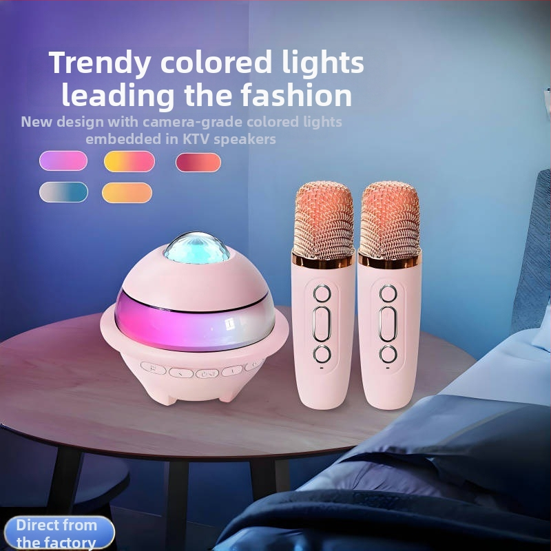 Všetko v jednom karaoke Bluetooth reproduktor s hviezdnou oblohou a ambientným osvetlením, mikrofón, 5W, IPX4, vstavaná batéria