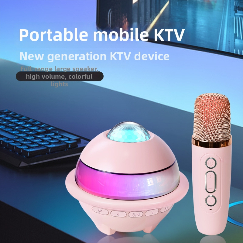 Všetko v jednom karaoke Bluetooth reproduktor s hviezdnou oblohou a ambientným osvetlením, mikrofón, 5W, IPX4, vstavaná batéria