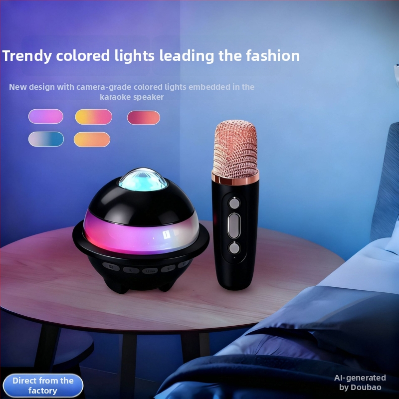 Všetko v jednom karaoke Bluetooth reproduktor s hviezdnou oblohou a ambientným osvetlením, mikrofón, 5W, IPX4, vstavaná batéria