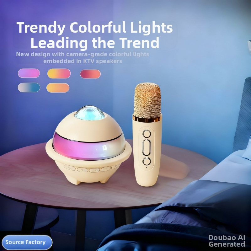 Všetko v jednom karaoke Bluetooth reproduktor s hviezdnou oblohou a ambientným osvetlením, mikrofón, 5W, IPX4, vstavaná batéria