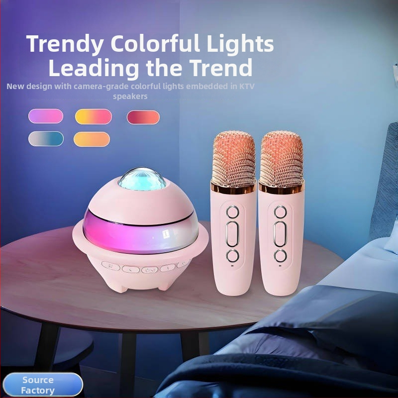 Všetko v jednom karaoke Bluetooth reproduktor s hviezdnou oblohou a ambientným osvetlením, mikrofón, 5W, IPX4, vstavaná batéria