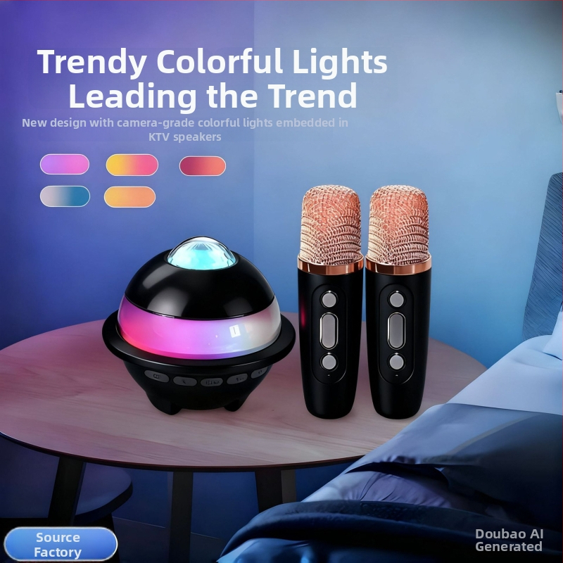 Všetko v jednom karaoke Bluetooth reproduktor s hviezdnou oblohou a ambientným osvetlením, mikrofón, 5W, IPX4, vstavaná batéria