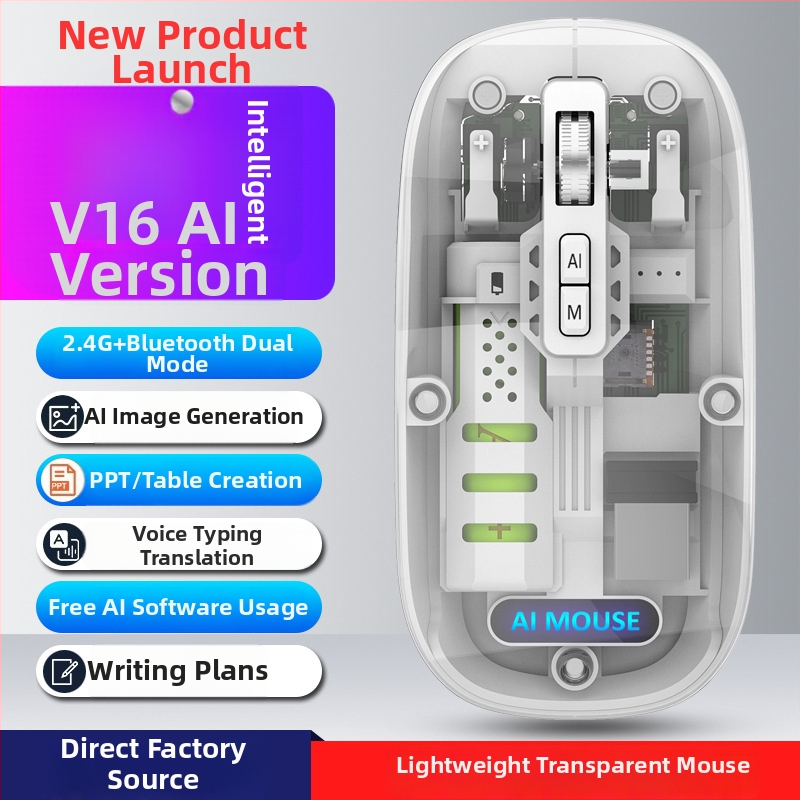 Οπτικό ποντίκι με 2400 DPI, ενσύρματο USB και ασύρματη σύνδεση 2,4 GHz, επαναφορτιζόμενο, εργονομικό