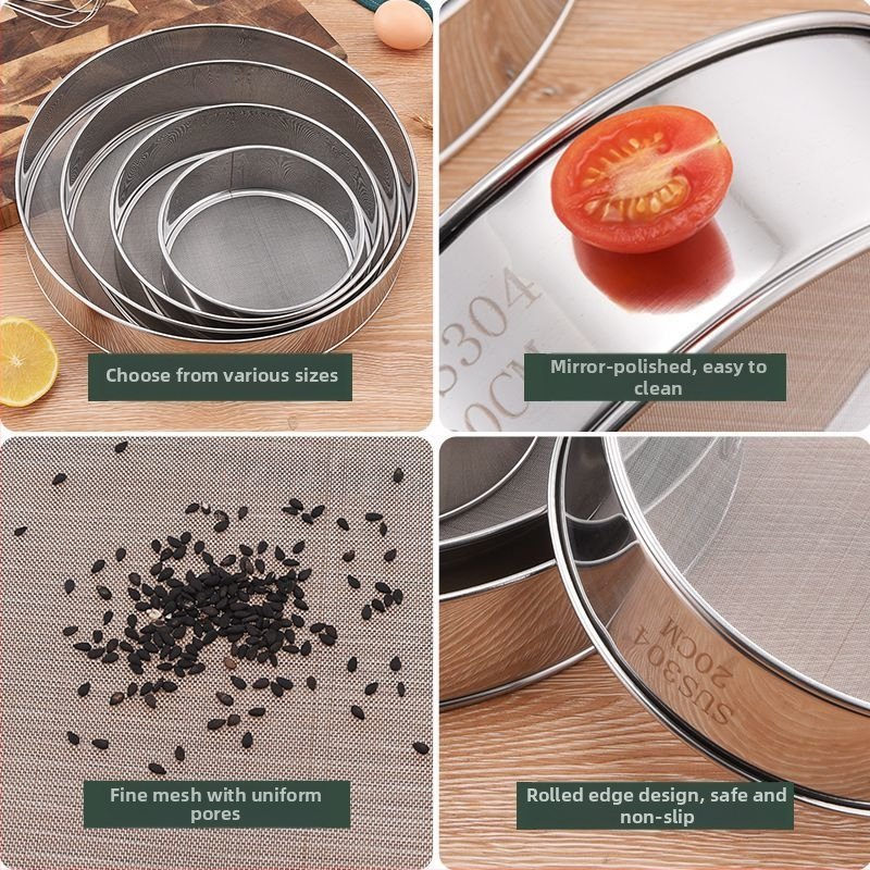 Sitno sito za brašno od 304 nehrđajućeg čelika, ručno, ultrafino sito