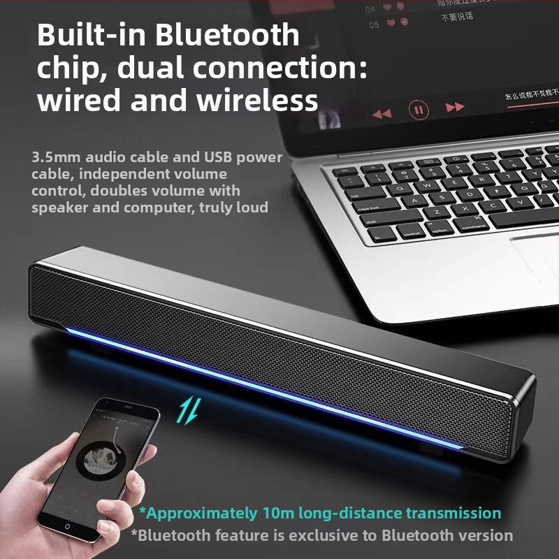 Desktopové reproduktory s USB a Bluetooth pre PC, s vstavaným mikrofónom a subwooferom, 2.0